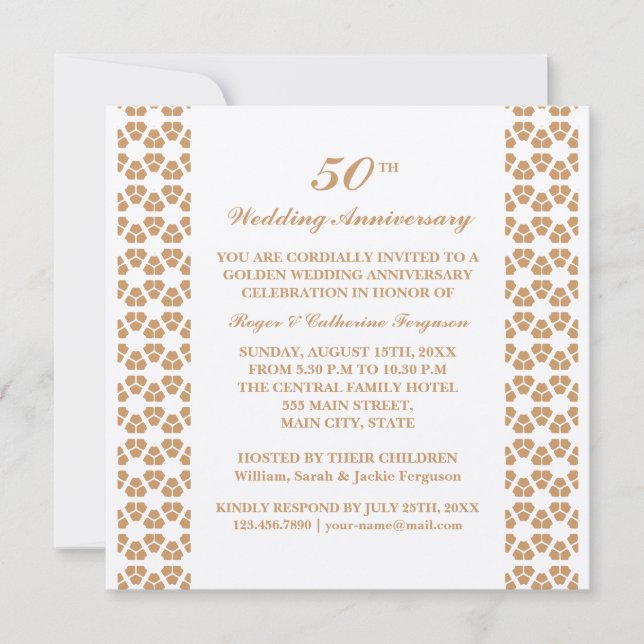 Invitación Aniversario de Boda con Patrón Ornamentado (Anverso)