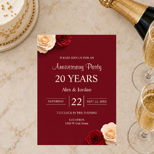 Invitación Aniversario de Boda con Rosa Roja
