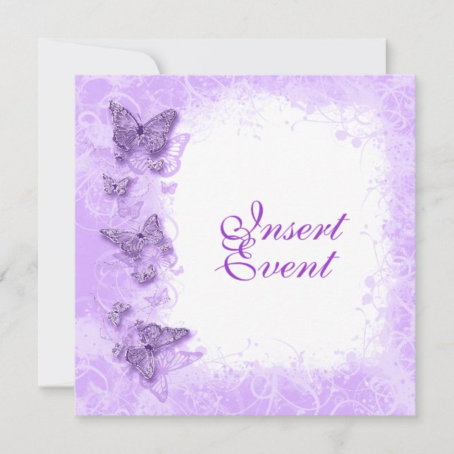 Invitación Aniversario de boda cumpleaños blanco morado (Anverso)