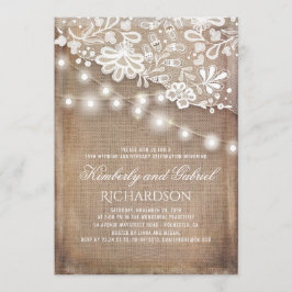 Invitación Aniversario de Boda de Arpillera Rústica y Luces d