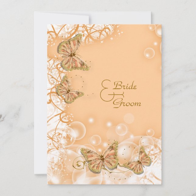 Invitación Aniversario de boda de compromiso de oro melocotón (Anverso)