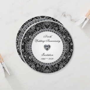 Invitación Aniversario de Boda de Diamante de Ónix Negro