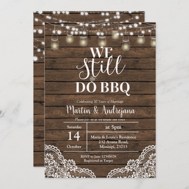 Invitación Aniversario de boda de encaje Todavía hacemos Aniv (Anverso / Reverso)