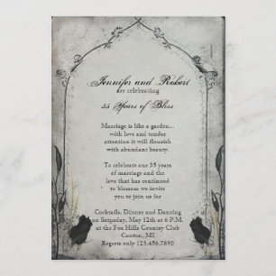 Invitación Aniversario de Boda de Enrejado de Rosa Negra Góti