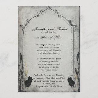 Invitación Aniversario de Boda de Enrejado de Rosa Negra Góti