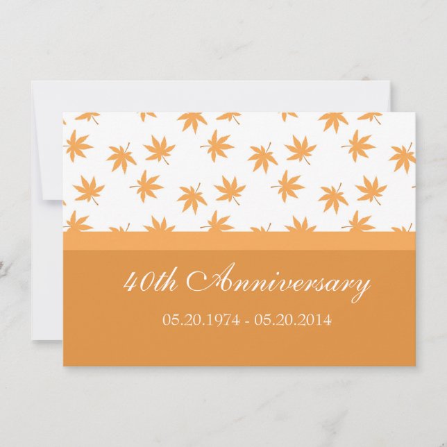 Invitación Aniversario de boda de hojas amarillas gráficas de (Anverso)