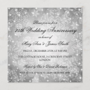 Invitación Aniversario de Boda de Invierno Festivo Bokeh Plat