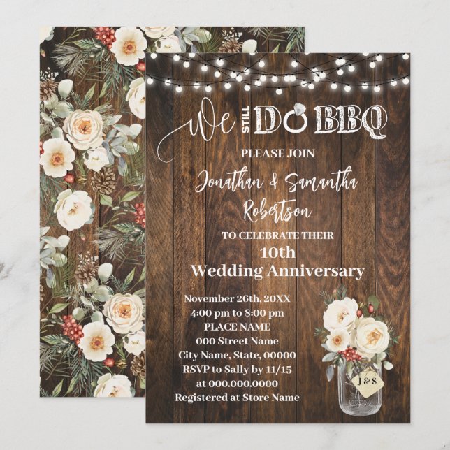 Invitación Aniversario de Boda de Invierno Occidental (Anverso / Reverso)