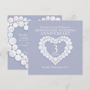 Invitación Aniversario de boda de Moonstone 3 años fiesta