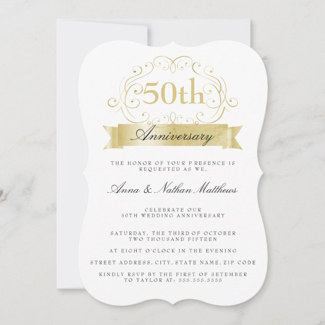 Invitación Aniversario de Boda de Oro 50 (Anverso)