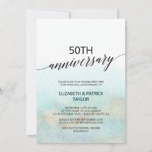 Invitación Aniversario de Boda de Playa con Acuarela de Aqua 