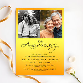 Invitación Aniversario De Boda Dorado Entonces Y Ahora Dos Fo