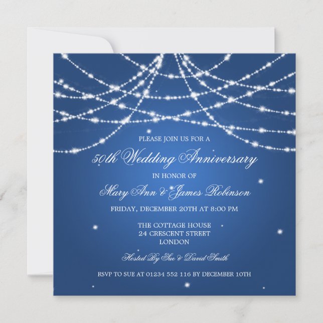 Invitación Aniversario de boda elegante Cadena de estrellas a (Anverso)