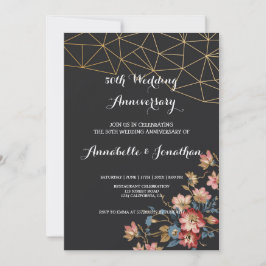 Invitación Aniversario de Boda Geométrico Dorado