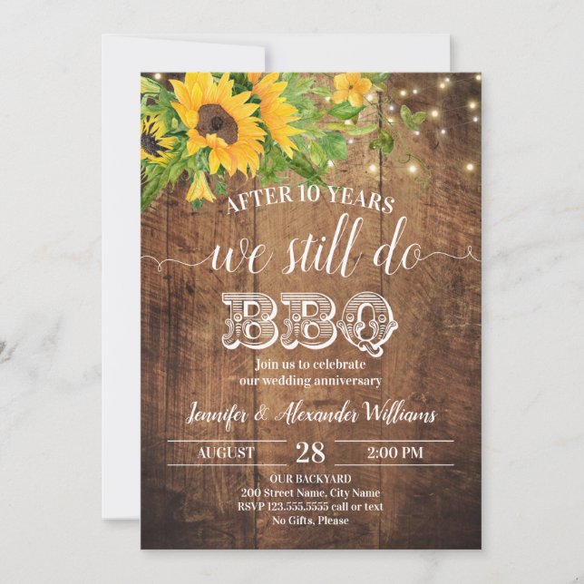 Invitación Aniversario de Boda Girasoles Todavía Hacemos Barb (Anverso)