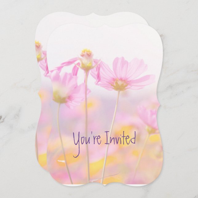 Invitación Aniversario de Boda Jardín de Flores Cosmos (Anverso / Reverso)