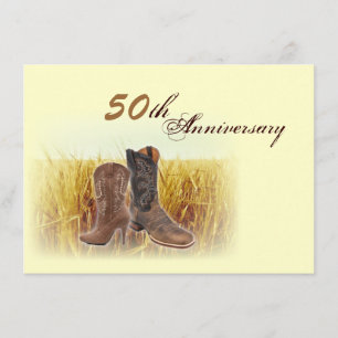 Invitación aniversario de boda occidental del vaquero 50.o de