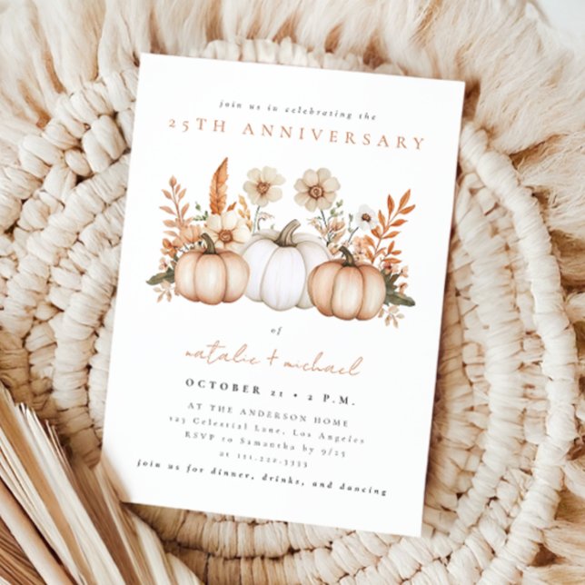 Invitación Aniversario de Boda Otoño Boho Calabaza Rústico (Subido por el creador)