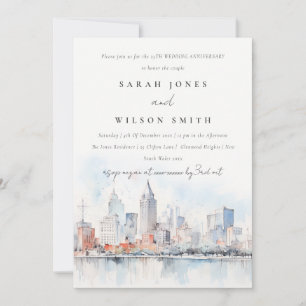 Invitación Aniversario de Boda Paisaje de Detroit Michigan