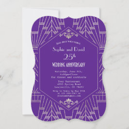 Invitación Aniversario de Boda Purple Silver Great Gatsby