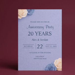 Invitación Aniversario de Boda Rosa Azul