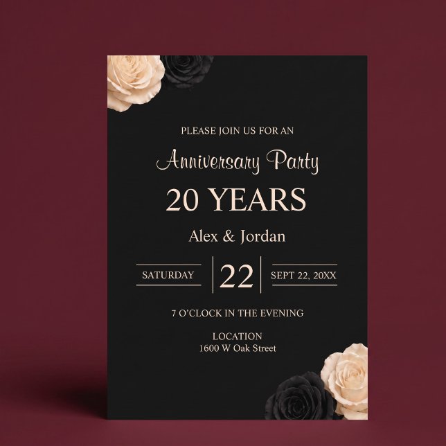 Invitación Aniversario de Boda Rosa Negra (Subido por el creador)