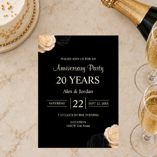 Invitación Aniversario de Boda Rosa Negra