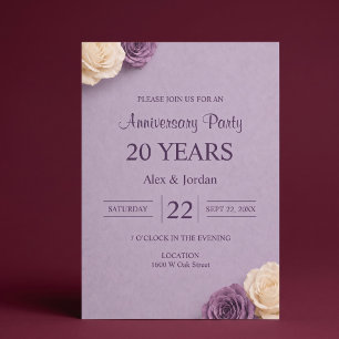 Invitación Aniversario de Boda Rosa Púrpura