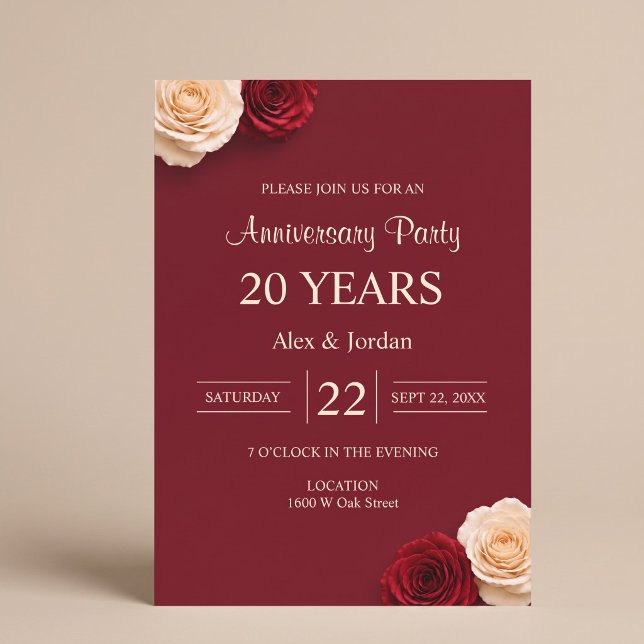 Invitación Aniversario de Boda Rosa Roja (Subido por el creador)
