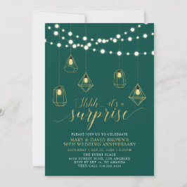 Invitación Aniversario de Boda Sorpresa con Luces Doradas y V