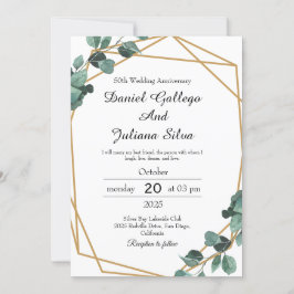 Invitación Aniversario de Boda Verde Esmeralda Vibrante 