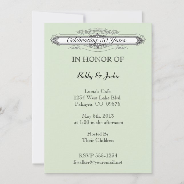 Invitación Aniversario de bodas (Anverso)