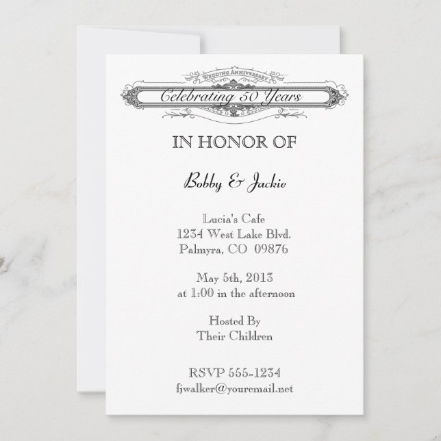 Invitación Aniversario de bodas (Anverso)