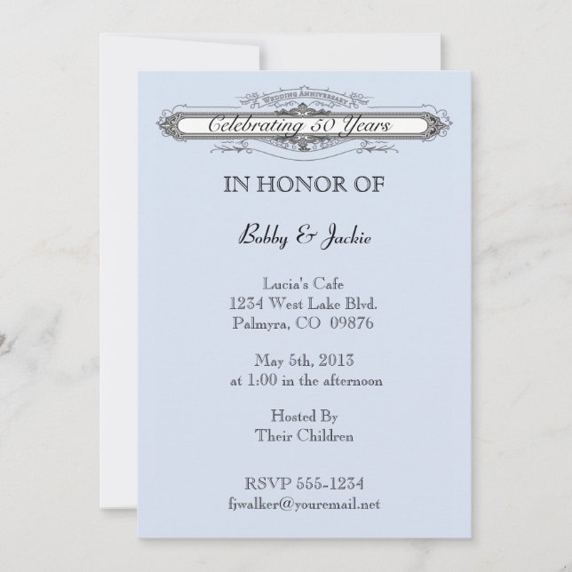 Invitación Aniversario de bodas (Anverso)