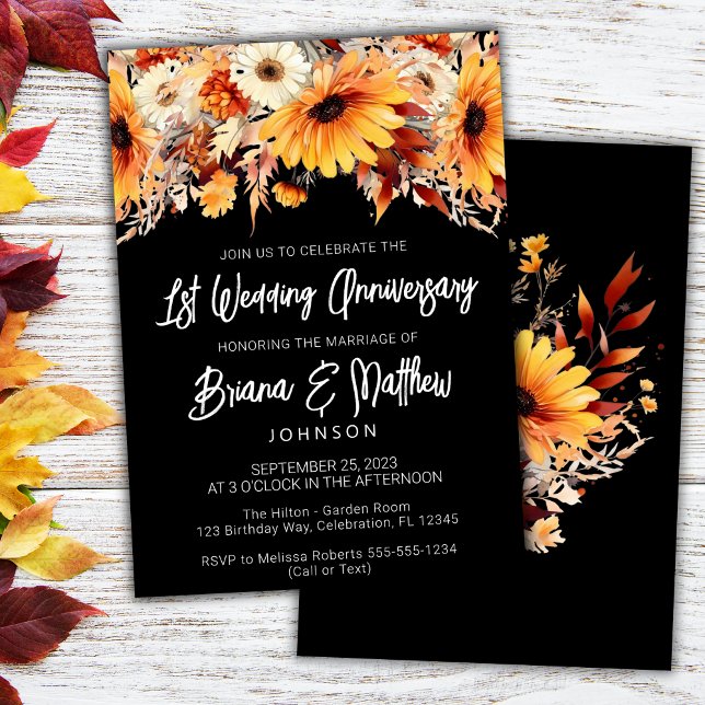 Invitación Aniversario de bodas 1º Otoño Floral (Subido por el creador)