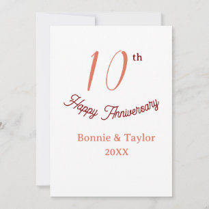 Invitación aniversario de bodas 10º melocotón pastel nombre r