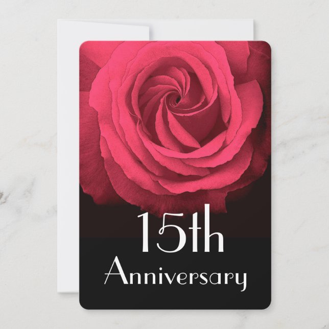 Invitación Aniversario de Bodas 15 Años Rosa Rojo Rubí A02D (Anverso)