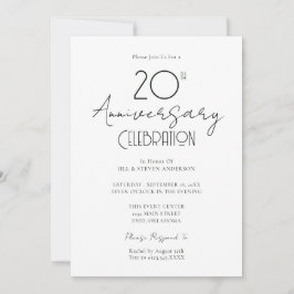 Invitación Aniversario de Bodas 20 años Elegante Script