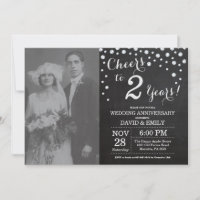 Aniversario de bodas 2 años Pizarra Negro Plata