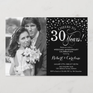 Invitación Aniversario de Bodas 30 - Plata Negro