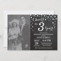 Aniversario de bodas 3 años Pizarra Negro Plata