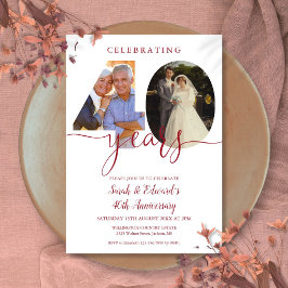 Invitación Aniversario de Bodas 40 2 Fotos Rubí
