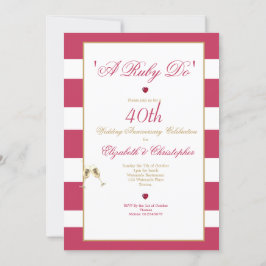 Invitación Aniversario de Bodas 40 Rojo Elegante Un Rubí Si