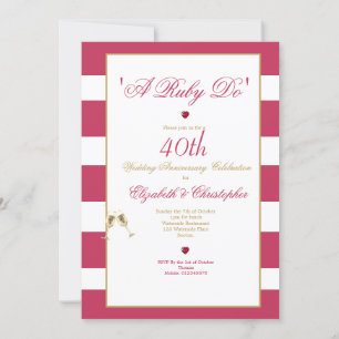 Invitación Aniversario de Bodas 40 Rojo Elegante Un Ruby Do