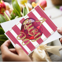 Aniversario de Bodas 40 Rojo Rayado Elegante