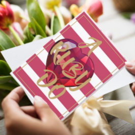 Invitación Aniversario de Bodas 40 Rojo Rayado Elegante