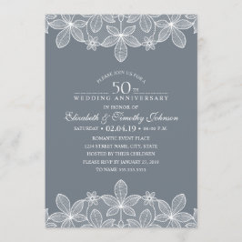 Invitación Aniversario de Bodas 50 años Elegante Lujo Encaje