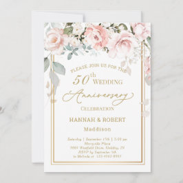 Invitación Aniversario de Bodas 50 años Rosas Blan