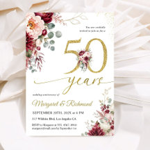 Aniversario de Bodas 50 Elegante Burgundy & Blush