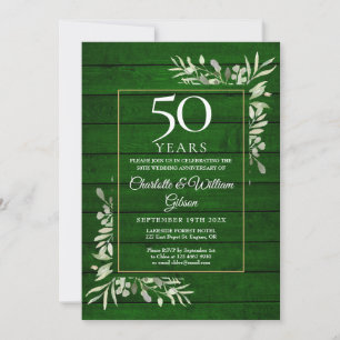 Invitación Aniversario de Bodas 50 Floral Rústico Verde Mader